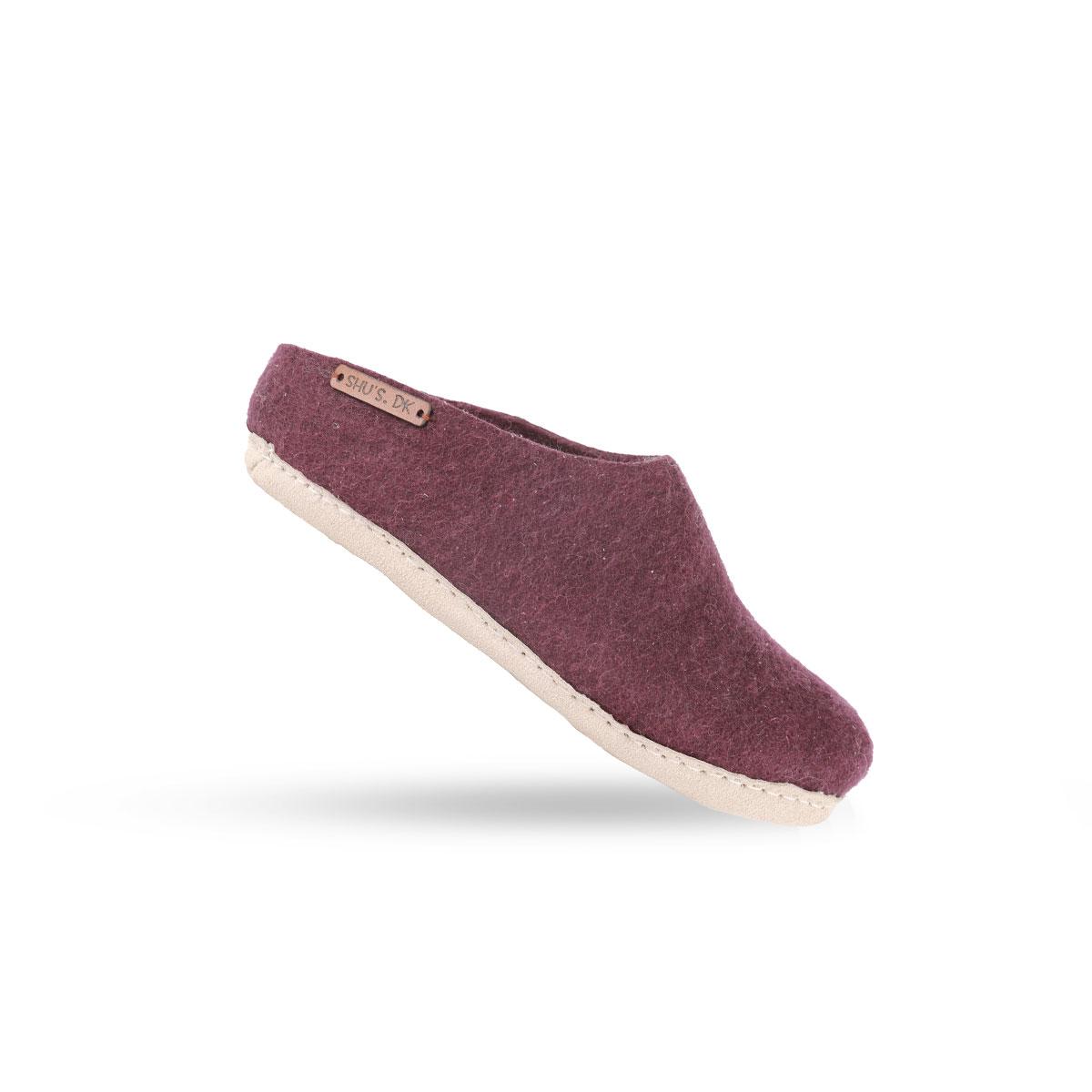 Uldtøffel (100% ren uld) – Model Lilla m/sål i skind – Dansk Design fra SHUS