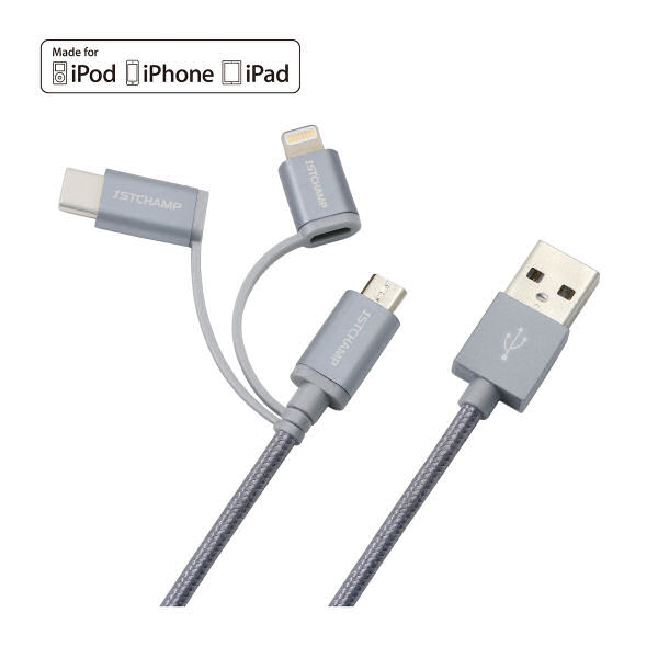 Case mobile case IS 9001 3 in 1 kabel grey