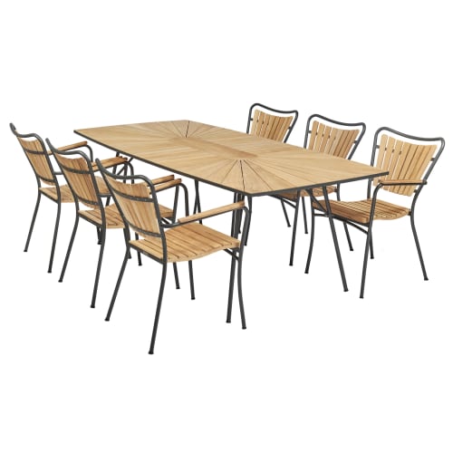 Mandalay Marguerit havemøbelsæt med 6 stole – Teak/antracit fra Mandalay 5714328190101