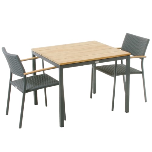 Mandalay Toscana cafésætsæt med 2 Siena stole – Teak/antracit fra Mandalay 5714328832261