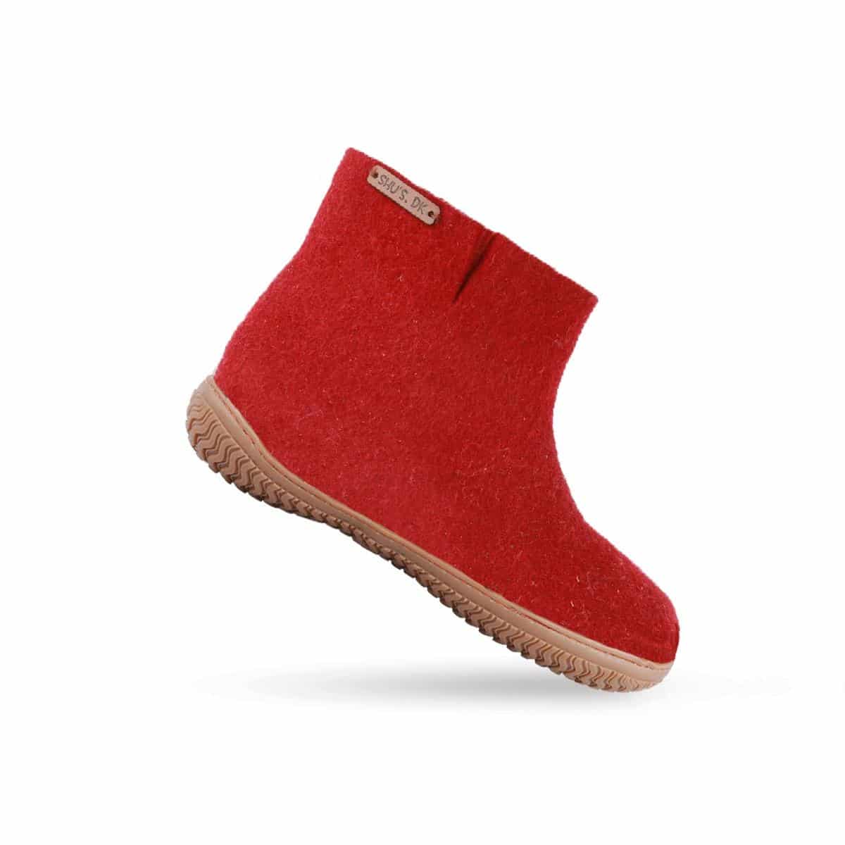 Uldstøvle (100% ren uld) – Model Rød m/Gummisål – Dansk Design fra SHUS