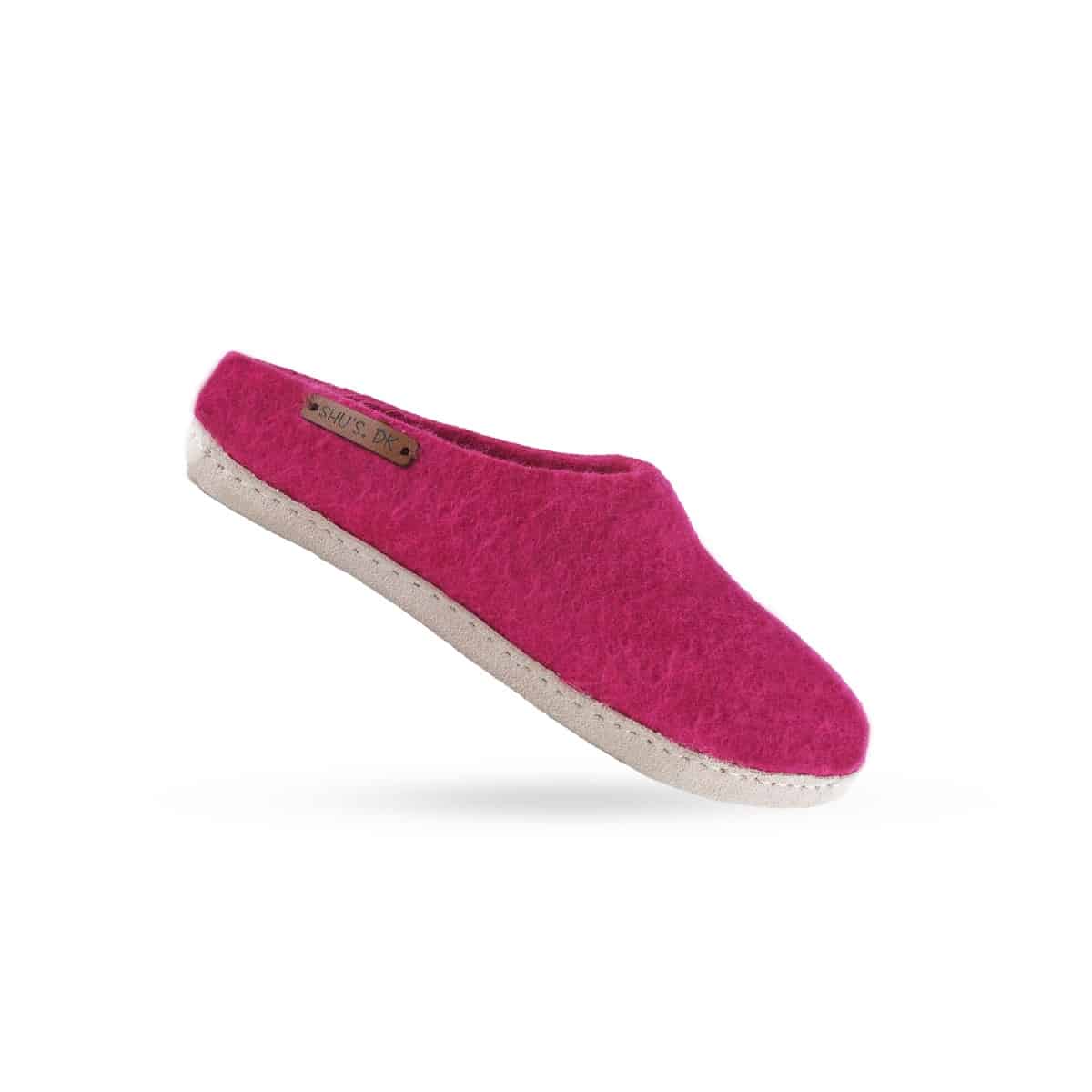 Uldtøffel (100% ren uld) – Model Pink m/sål i skind – Dansk Design fra SHUS