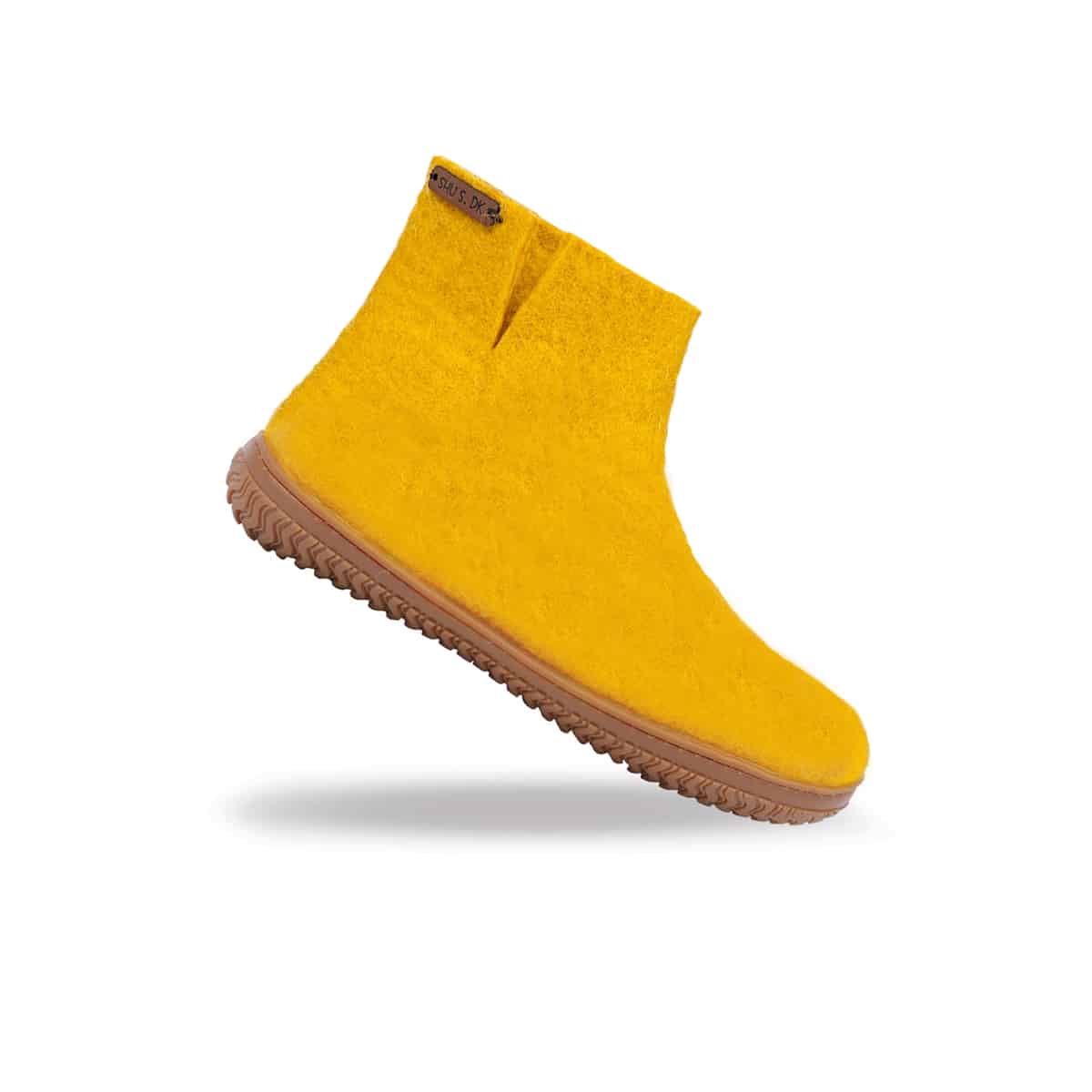 Uldstøvle (100% ren uld) – Model Karry gul m/Gummisål – Dansk Design fra SHUS
