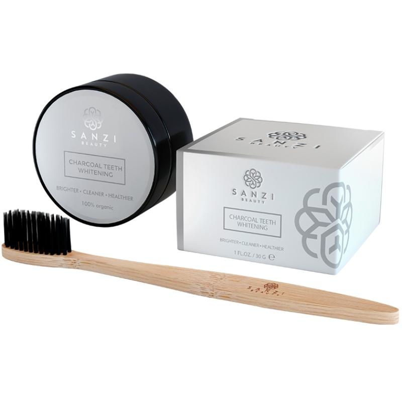 Sanzi Beauty Charcoal Teeth Whitening + Toothbrush fra Sanzi Beauty