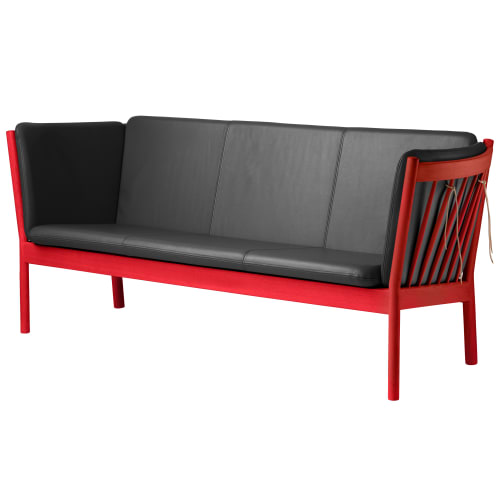 Erik Ole Jørgensen 3 pers. sofa – J149 – Ruby red/sort læder fra FDB Møbler 5715054007411