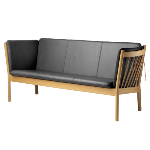 Erik Ole Jørgensen 3 pers. sofa – J149 – Eg/sort læder fra FDB Møbler 5715054003345