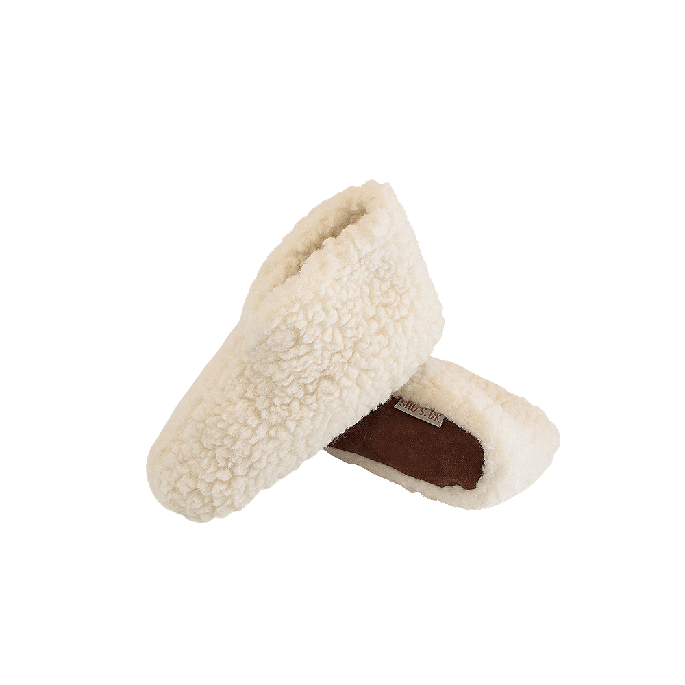 Fluffy Uld Hjemmesko (100% ren uld) – Model Hvid